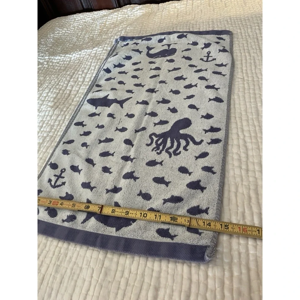Set of 2 Vintage Pottery Barn Kids Hand Towel w/ reversible Sea Creature print